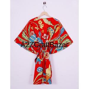 Vestido Kaftan Midi Ecológico 100% Algodón, Cómodo y Elegante, Estampado a Mano, Ropa Casual para Estar en Casa, Prenda India Auténtica - Product Image 5