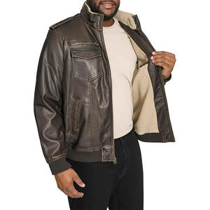 Chaqueta de Cuero y Lona Estilo Bomber para Hombre, Personalizada, de Invierno, Estilo Aviador, Vintage, con Cuello de Piel Negra Extraíble, Transpirable - Product Image 6