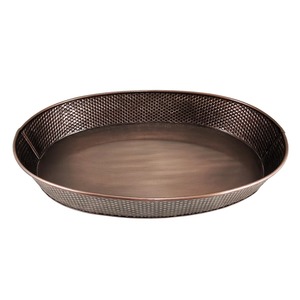 Round Metal Storage <b>Tray</b> With Textured Finish Industrial Design For Table Top Organization - Product Image 3