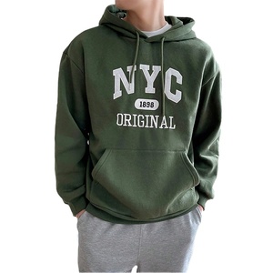 Sudadera con capucha lisa, desgastada, de gran tamaño, estilo vintage, 100% algodón, de diseño, para hombre, al por mayor - Product Image 1