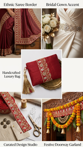 Encaje Bordado Ecológico de Lujo con Perlas y Diseño Floral, Estilo Romántico Tradicional para Realzar Prendas - Product Image 2