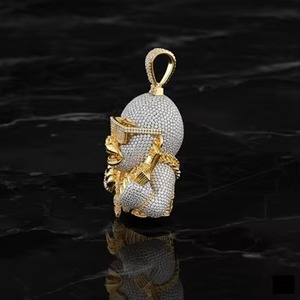 Colgante de Mono Iced Out Chapado en Oro de 18K con Moissanita, Estilo Hip Hop de Dibujos Animados, Joyería para Hombre, Colgante Bicolor Bling para Raperos - Product Image 3