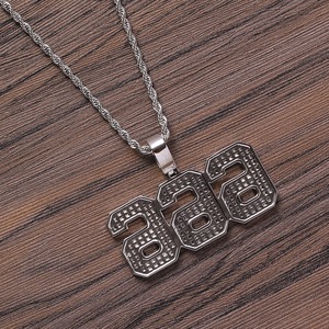 New Arrival Hip Hop Custom Angle Number Lucky <b>Letters</b> Pendant Rope Chain Iced Out Moissanite Bling Bling <b>Brass</b> Pendant Necklace - Product Image 2