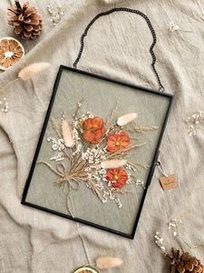 Cadre mural en métal et verre style bohème pour fleurs séchées pressées, cadre photo flottant double verre décoratif, vente en gros - Product Image 1