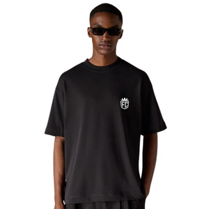 Men Oversized Short Sleeve T <b>Shirt</b> <b>Black</b> Minimal Chest Logo Cotton Crew Neck Casual Streetwear Tee Wholesale OEM Supply - Product Image 5