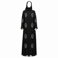 Abaya noire de qualité supérieure |   Robe islamique modeste élégante à longues manches avec broderie à la main et perles, vêtements pour femmes musulmanes tendance