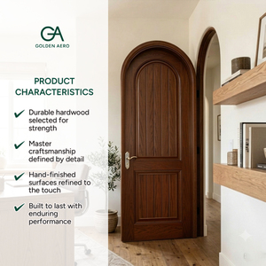 Puerta Interior de Madera Sólida Golden Aero con Arco Superior, Diseño Tradicional, Acabado de Superficie, Operación Manual, para Dormitorio - Product Image 3