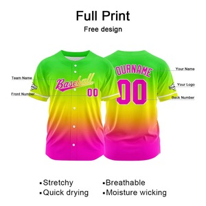 Maillot de baseball personnalisé par sublimation, uniforme d'équipe complet avec boutons, tenue sportive d'équipe, logo personnalisé, nom et numéro OEM - Product Image 2