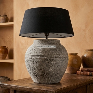 Base de lampe de table rustique en terre cuite Baselamp 09, en céramique artisanale, pour lampe de bureau, vente en gros - Product Image 5