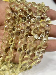 Cuentas facetadas de cuarzo limón natural AAA en forma de corazón, tamaño 6-7 mm aprox. Cadena de 8 Pulgadas - Product Image 5