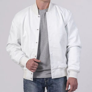Nouvelle arrivée, veste varsity blanche élégante et respirante, corps en cuir, doublure en polaire, veste de baseball Letterman, hiver, unisexe, tendance - Product Image 6