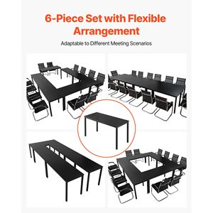 Set Moderno di Tavoli da Riunione Rettangolari per Ufficio, 6 Posti, 4,5 Piedi, Scrivania per Conferenze da 16 Persone, Combinazione Flessibile in Melamina Resistente - Product Image 4
