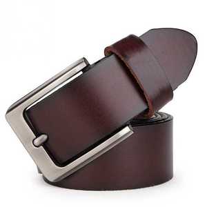 Ceinture décontractée de luxe pour homme, en cuir de vachette véritable ciré, inspirée du cuir de crocodile, avec boucle en acier de haute qualité, étanche - Product Image 1