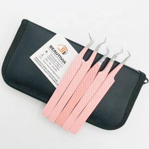 แหนบต่อขนตาจับเพชรทำจากสแตนเลสสำหรับเด็กสีชมพูอ่อนทนทาน - Product Image 5