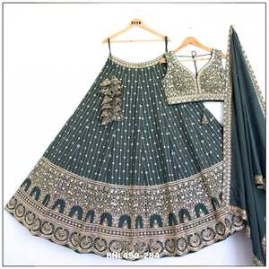 Lehenga Choli de qualité supérieure en Faux Georgette Star avec broderie Jari lourde et double sequins, exportateur indien - Product Image 3
