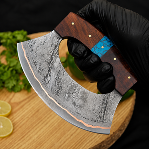 Cuchillo de Chef Ulu de Acero de Damasco de 67 Capas Hecho a Mano, Cuchillo de Cocina Forjado con Mango de Madera, Picador de Carne, Apto para Lavavajillas - Product Image 2
