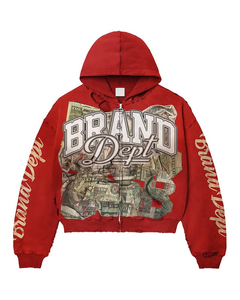 Sudadera con capucha y cremallera Distressed Street Icon, 100% algodón, estampado gráfico digital, colección urbana de lujo y moda premium - Product Image 4