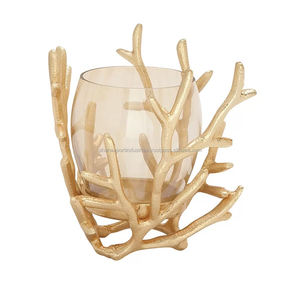 Bougeoir votif en verre de branches d'arbre en métal plaqué argent de conception attrayante pour la décoration de Noël et de mariage - Product Image 3