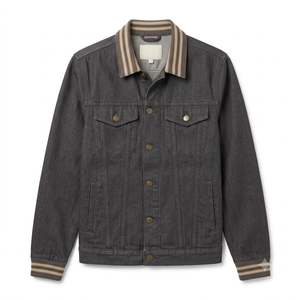 Veste en jean délavé pour homme, col rabattu, fermeture boutonnée, couleur unie, coupe classique, en coton, pour l'automne - Product Image 1