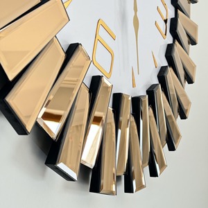 Elegant Rose Gold Finished Wall <b>Clock</b> With Decorative Glass Segments Perfect For Living Space And Lobby Styling From India - Product Image 6