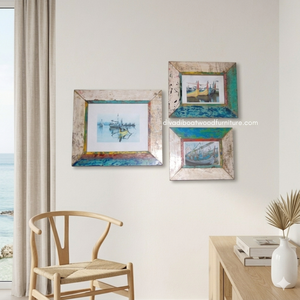 Handcrafted Photo <b>Frame</b> Eco-Friendly Reclaimed Boat Wood Original Color for Wall Home Decoration Living Room Bedroom Wholesale - Product Image 1