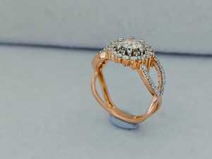Anillo de Compromiso de Oro Rosa con Diamantes para Mujer, Clásico con Engaste Pavé, Banda de Oro de 10K, Piedra Redonda, Joyería de Moda - Product Image 6