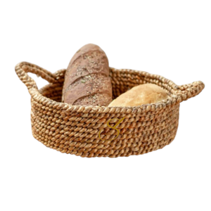 Bread <b>Basket</b> | <b>Small</b> Round <b>Basket</b> | Woven Fruit Bowl | Decorative Storage <b>Basket</b> | Brown Tray made of Water Hyacinth JAWAH (2 si - Product Image 2