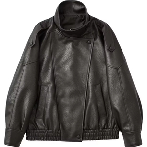 Spring Autumn Fashion Unisex Genuine Leather Waterproof Breathable Eco-Friendly Vintage Oversized Moto Bomber Jacket - Product Image 1