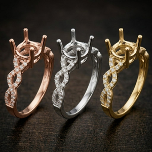 Anillo de Oro Blanco de 18K con Diseño de Espiral y Diamantes en los Hombros, Joyería Fina para Novias, Venta al por Mayor, Diamante Natural Certificado - Product Image 4