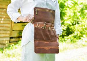 Étui de ceinture en cuir de vachette durable pour ciseaux de barbier, pochette de taille pour styliste, réglable, anti-odeur, confortable et décontracté - Product Image 5