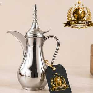 Carafe à café arabe Dallah en cuivre doré Skies Traders avec couvercle, bouilloire à thé orientale, pichet à eau en métal - Product Image 4