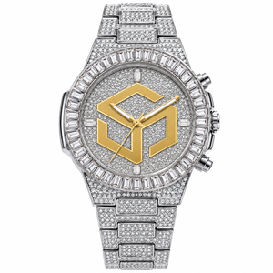 Reloj de Lujo con Incrustaciones de Diamantes Moissanite en Acero Inoxidable para Hombre y Mujer, Reloj de Pulsera Moderno - Product Image 3