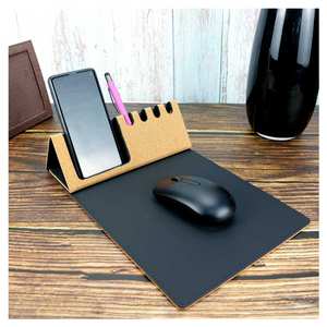 Foldable Cork & PU <b>Mousepad</b> with Mobile & Pen Holder - Product Image 4