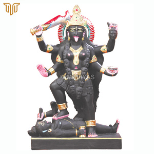 Estatua de Kali Maa en Mármol Negro con Espada y Cuatro Brazos |   Murti de la Diosa Tradicional Kali de MALIYAS Jaipur - Product Image 2