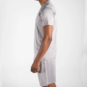 Summer Men's Casual Shorts Set Short Sleeve <b>T</b>-<b>Shirt</b> Solid Tracksuit 2-Piece Breathable Cotton Quick Dry Front Logo - Product Image 3