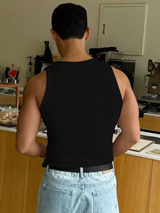 Camiseta sin Mangas para Hombre, Corte Holgado, Secado Rápido, Transpirable, Poliéster/Algodón, Color Sólido, Ropa Deportiva para Fitness, Verano, Casual - Product Image 5