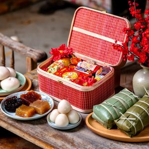 TENDANCES ACTUELLES Panier carré en bambou avec poignée, panier de rangement tissé à la main pour gâteaux et fruits, vente en gros - Product Image 2