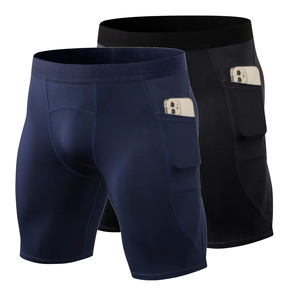 Shorts de compression de haute qualité, à motif uni, taille élastique, style décontracté, en polyester, séchage rapide, respirant, vente en gros, nouvelle arrivée - Product Image 6