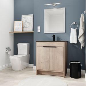 Mobile Bagno Freestanding da 30 Pollici con Lavabo in Ceramica Nera e 2 Ante con Chiusura Ammortizzata W1286S00019 (BVB02430PLO BL9075BK) - Product Image 2