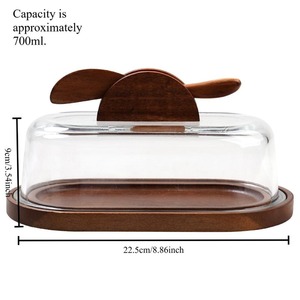 Premium Quality Wooden And Glass <b>Lid</b> Butter Dish Perfect For Display And Gifting <b>Decorative</b> Tableware Butter Keeper From India - Product Image 4