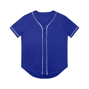 เสื้อเบสบอลผู้ชายสีน้ำเงิน แขนสั้น คอวี สีพื้น แห้งเร็ว สปอร์ต แคชชวล เสื้อใส่สบายสำหรับฤดูร้อน ผลิตจากโพลีเอสเตอร์ 100% มีไซส์ใหญ่ - Product Image 4