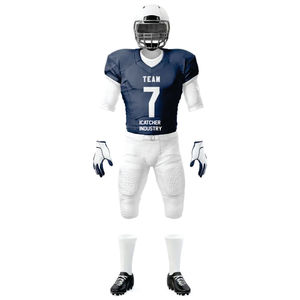 Custom Sublimation American <b>Football</b> Uniform Set with Integrated Padding Pants Professional <b>Black</b> <b>and</b> Blue <b>Football</b> Jersey - Product Image 6