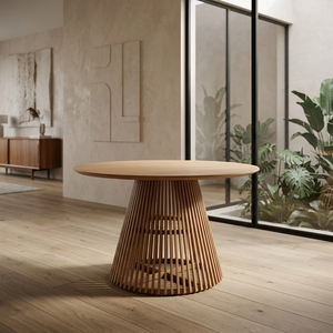 New Modern Minimalist <b>Round</b> Wood Dining <b>Table</b> Eco-Friendly Outdoor <b>Garden</b> Patio Furniture Indoor Kitchen Restaurant Desk Box Set - Product Image 2