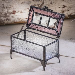 Silver Handmade Customized Beveled Glass Jewelry Boxes With Metal Frame For Jewelry Organizers Metal & Glass Storage Boxes - Product Image 6