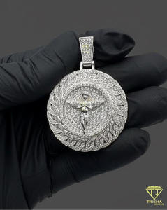 Luxury Hip Hop Jewelry Pendant Lab Grown Diamond 925 Sterling Silver Flooded Necklace Statement Piece - Product Image 6