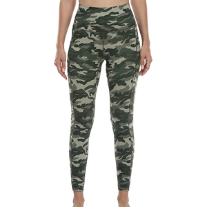 High Waist Camouflage Print Full Length Stretch <b>Leggings</b> Knitted Sporty Women's Pants With Pockets Available For Online Sale - Product Image 4