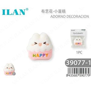 Ornamento Decorativo per Cupcake Ilan, 1 Pezzo, Faccina Felice in Tessuto, Decorazione per la Casa - Product Image 1