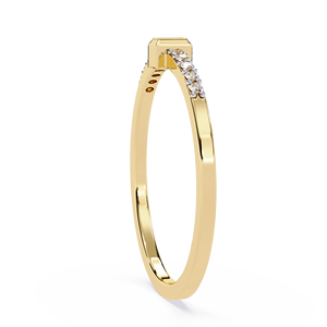 Bague en or 18 carats avec diamant taille baguette naturel, sertissage clos minimaliste, design original, élégante pour anniversaire et mariage - Product Image 3