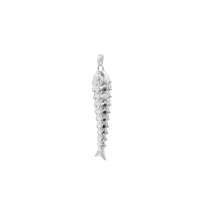 Pendentif en laiton plaqué argent en forme de poisson avec zircone cubique pour la fabrication de bijoux et colliers - Product Image 2