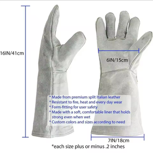 Gants de soudage en cuir de vachette avec feuille d'aluminium pour isolation thermique et protection, robustes, résistants à l'usure et renforcés - Product Image 4